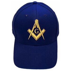 Freemason's Baseball Cap - Blue Hat with Golden Standard Masonic Symbol